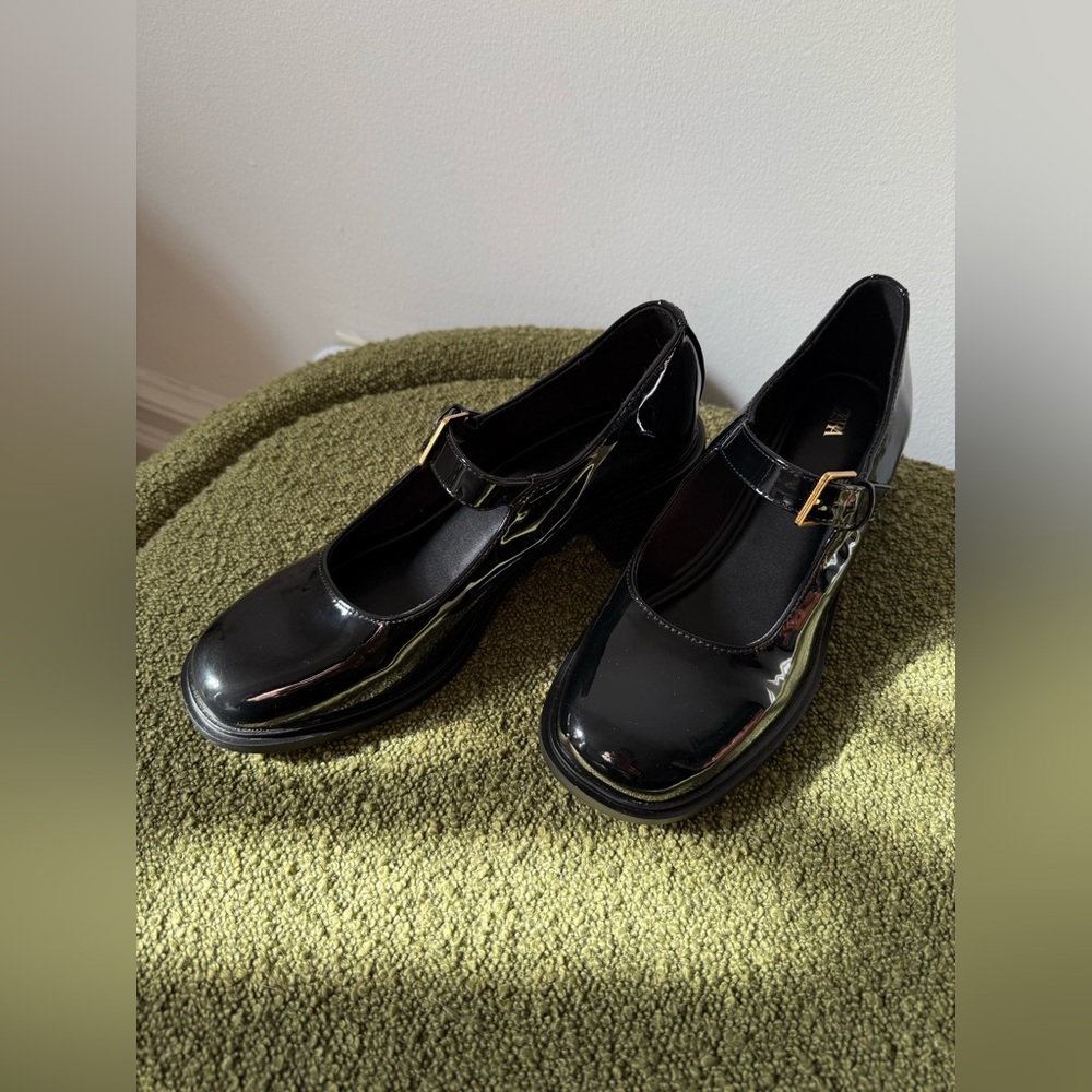 Zara Heeled Black Mary Janes Size 8